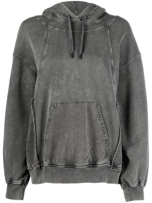 Grey Acid Wash Cotton Hoodie