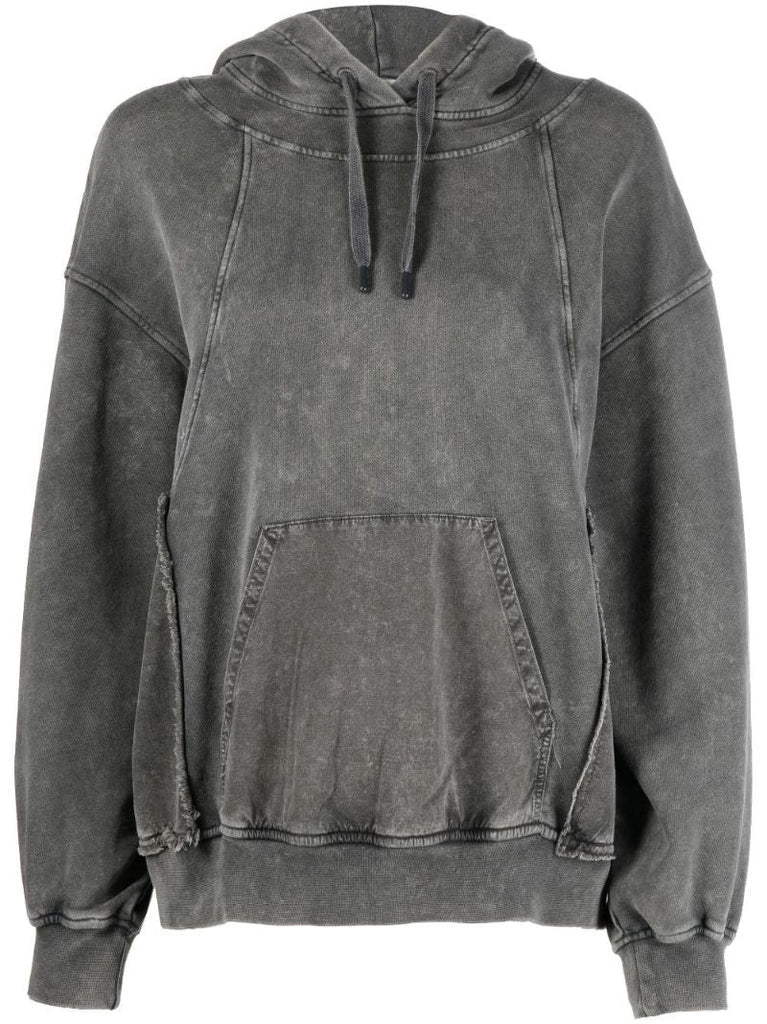 Grey Acid Wash Cotton Hoodie