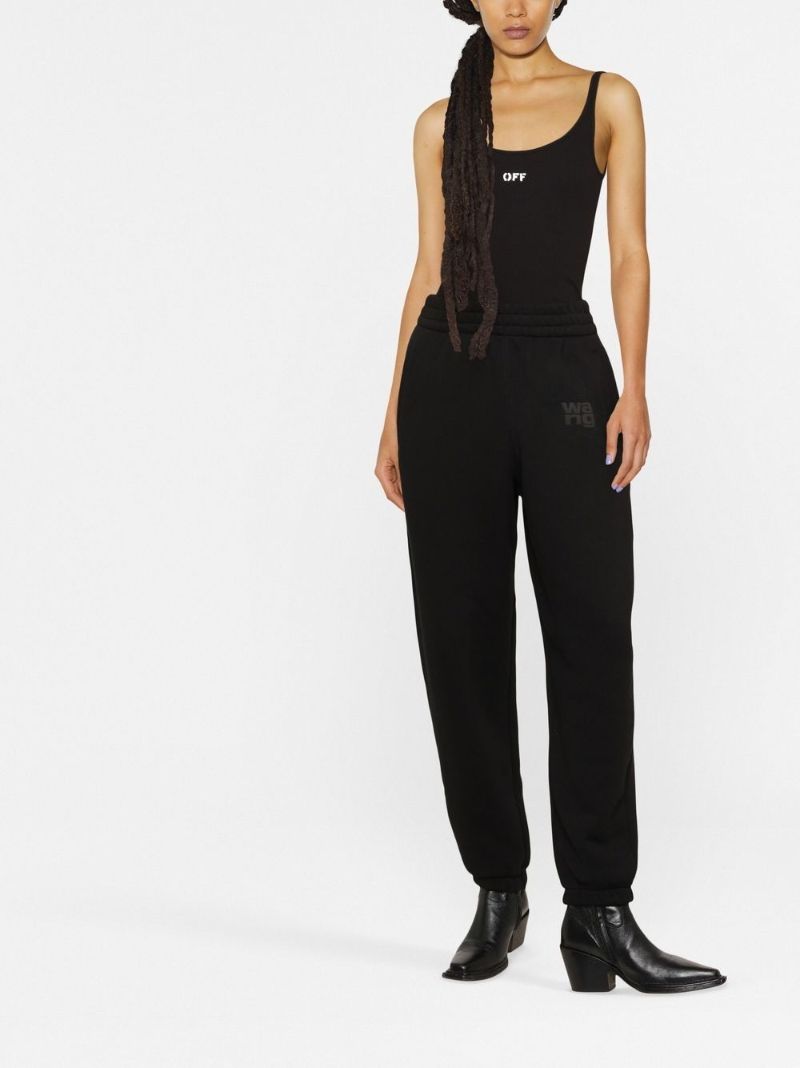 Black Logo Print Tapered Track Pants