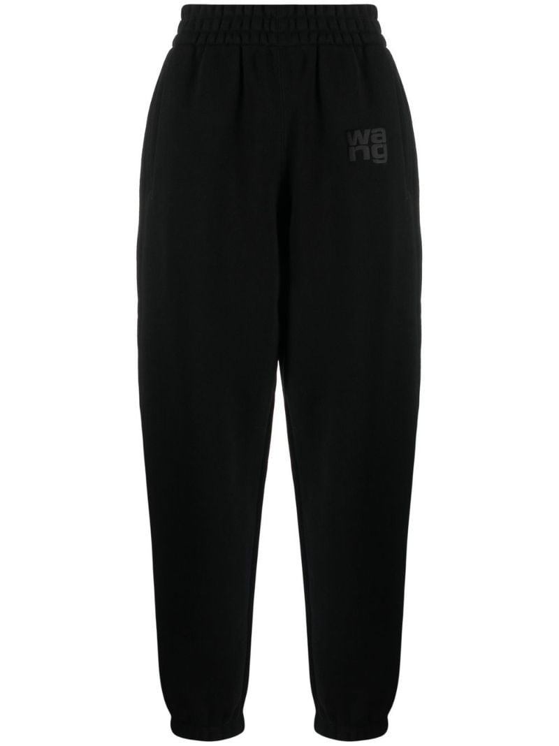 Black Logo Print Tapered Track Pants