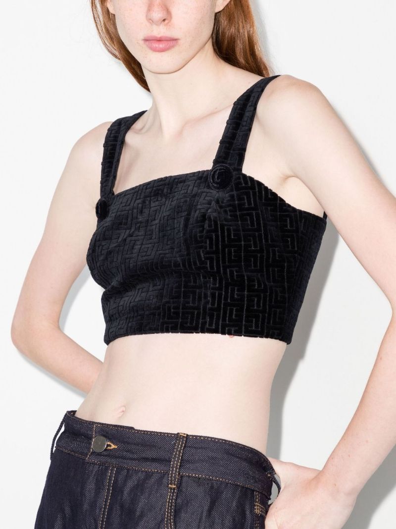 Black Balm Logo Velvet Crop Top