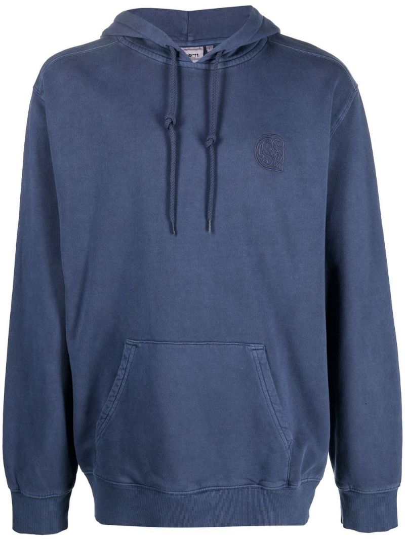 Blue Embroidered Logo Hoodie