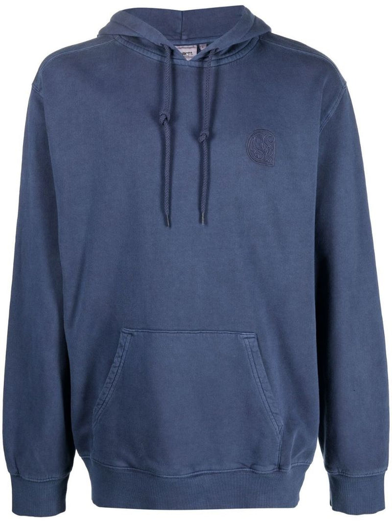Blue Embroidered Logo Hoodie