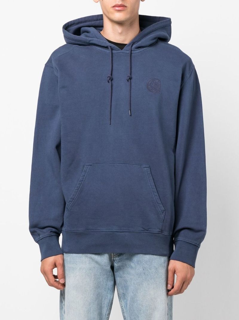 Blue Embroidered Logo Hoodie