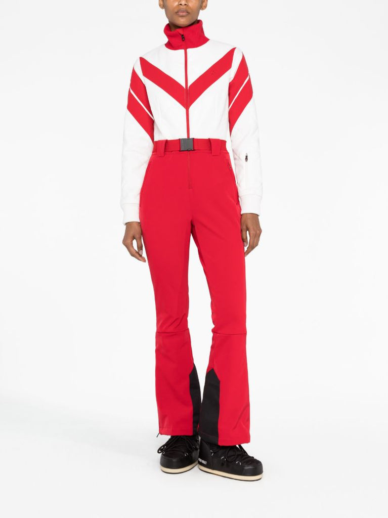 Red Panelled Straight-leg Ski Suit