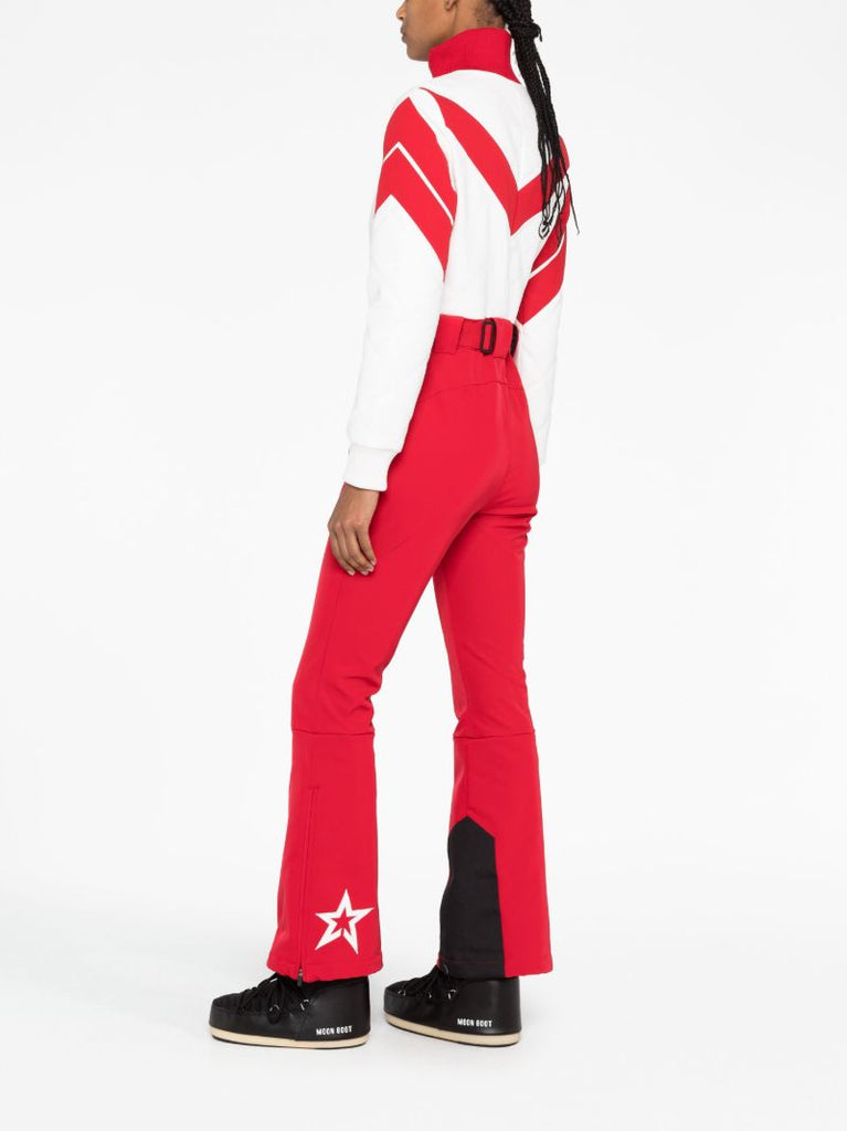 Red Panelled Straight-leg Ski Suit
