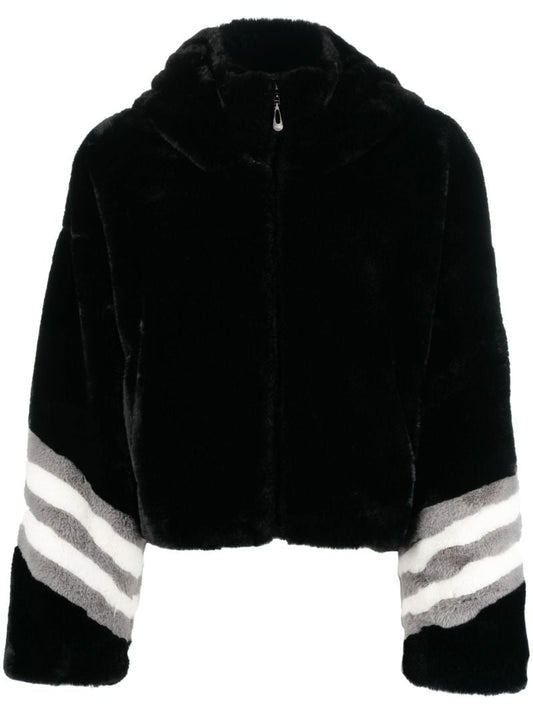 Black Panelled Hooded Ski Jacket