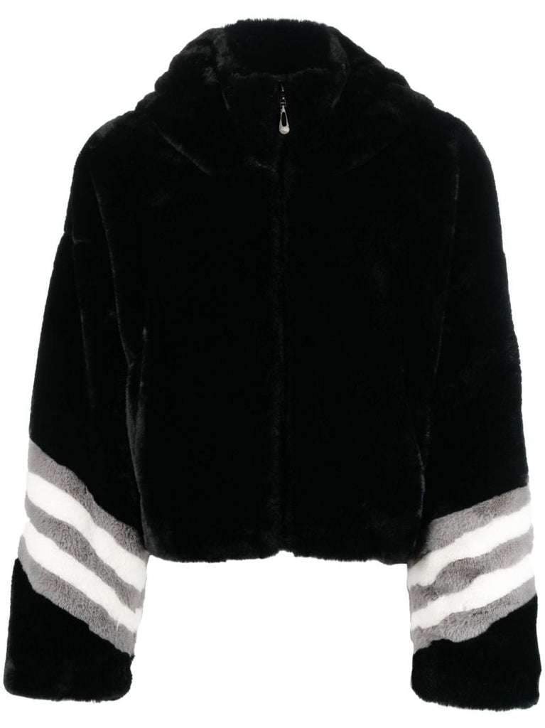 Black Panelled Hooded Ski Jacket