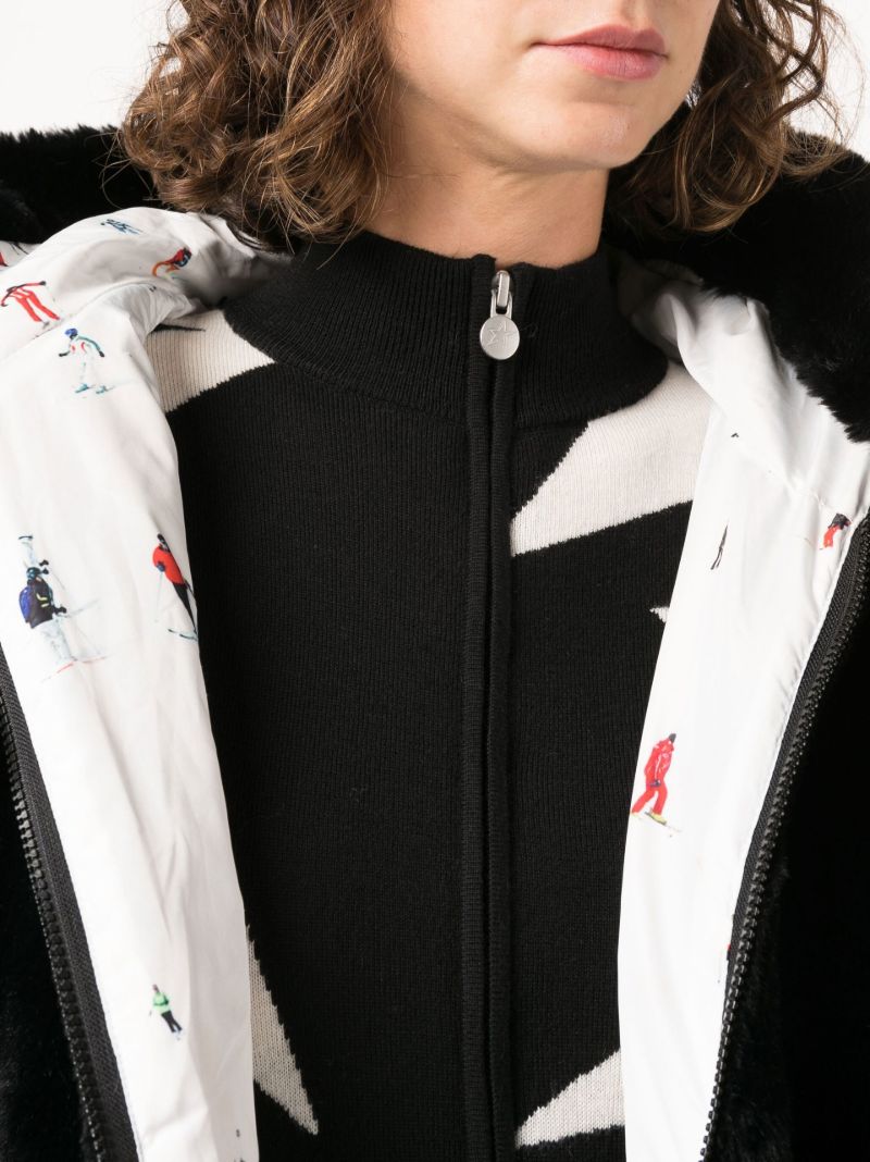 Black Panelled Hooded Ski Jacket