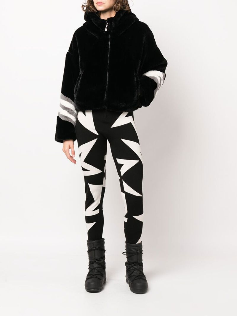 Black Panelled Hooded Ski Jacket