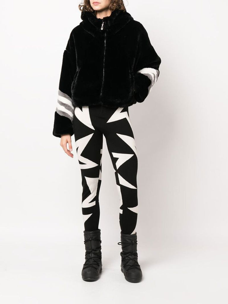 Black Panelled Hooded Ski Jacket