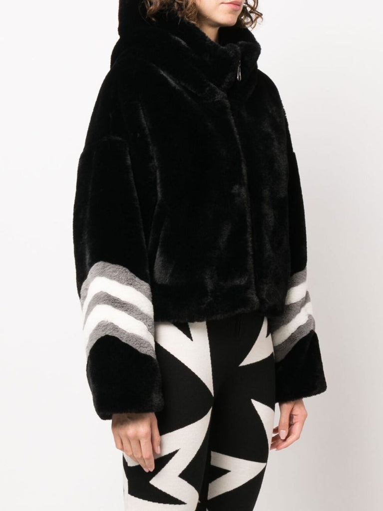 Black Panelled Hooded Ski Jacket
