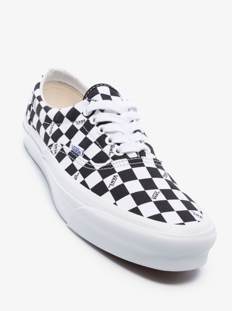 White Checkerboard Low-top Sneakers