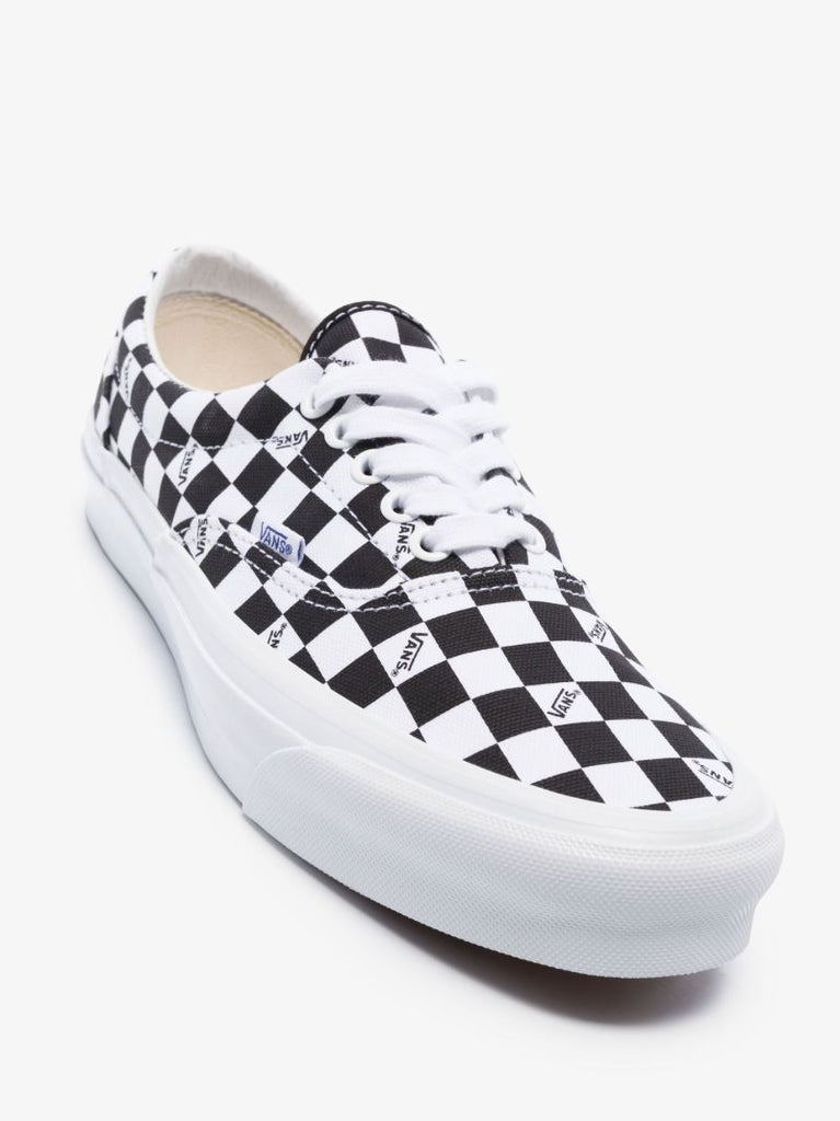 White Checkerboard Low-top Sneakers
