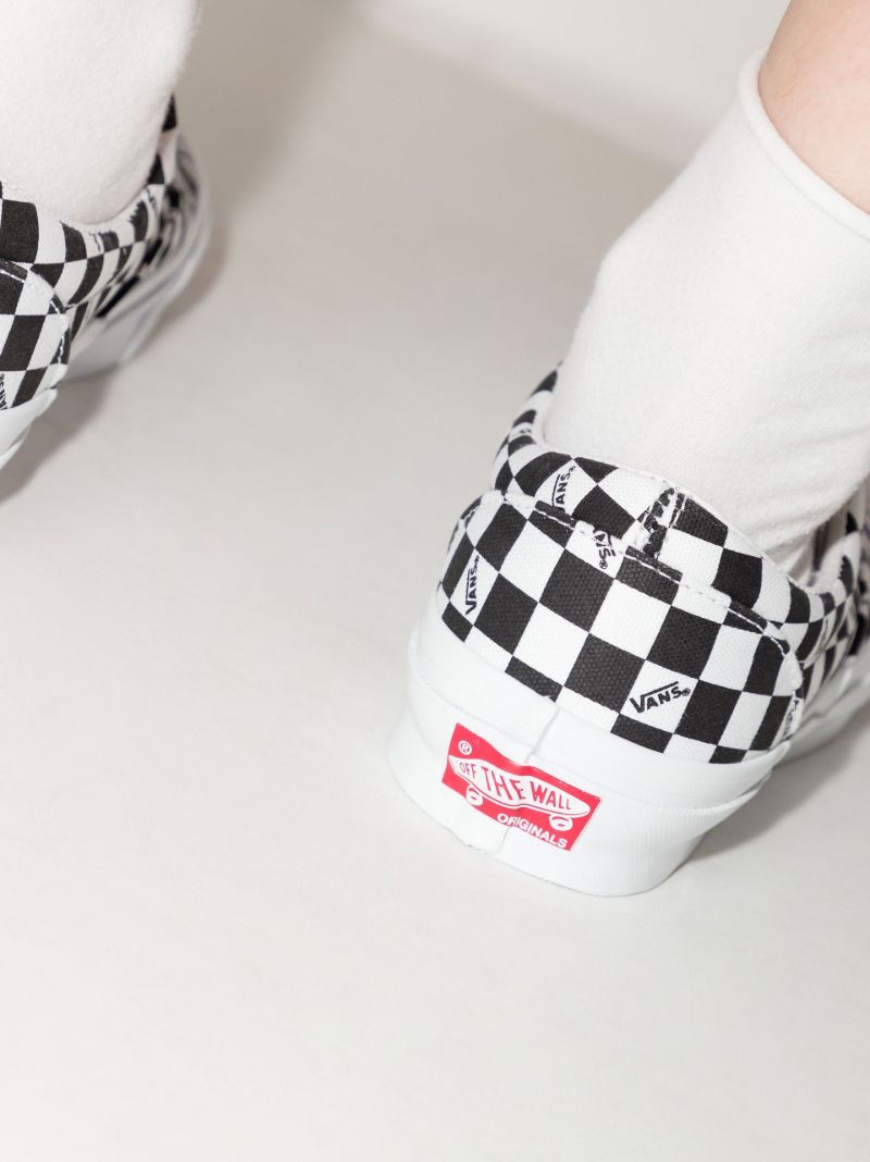 White Checkerboard Low-top Sneakers