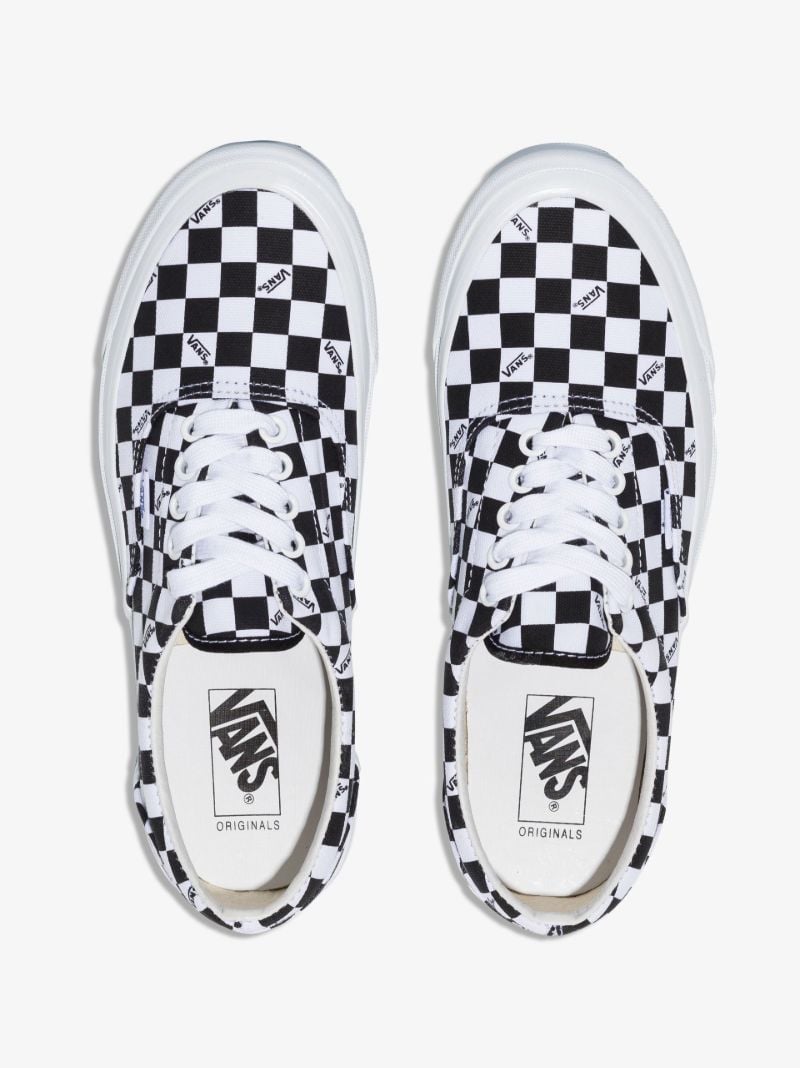 White Checkerboard Low-top Sneakers