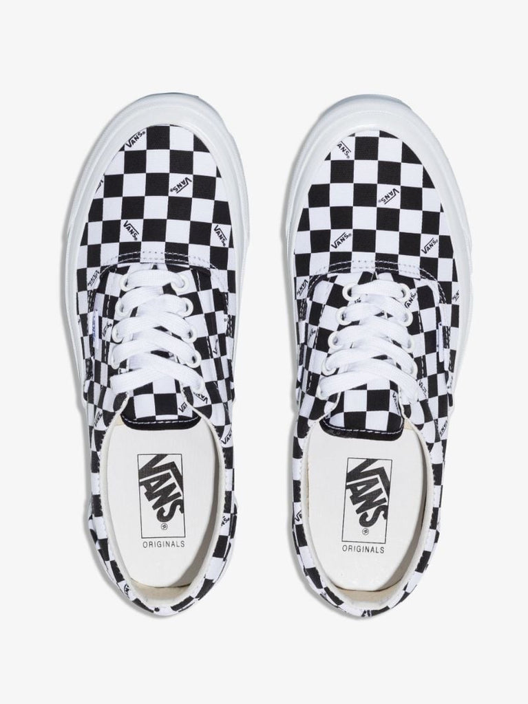 White Checkerboard Low-top Sneakers