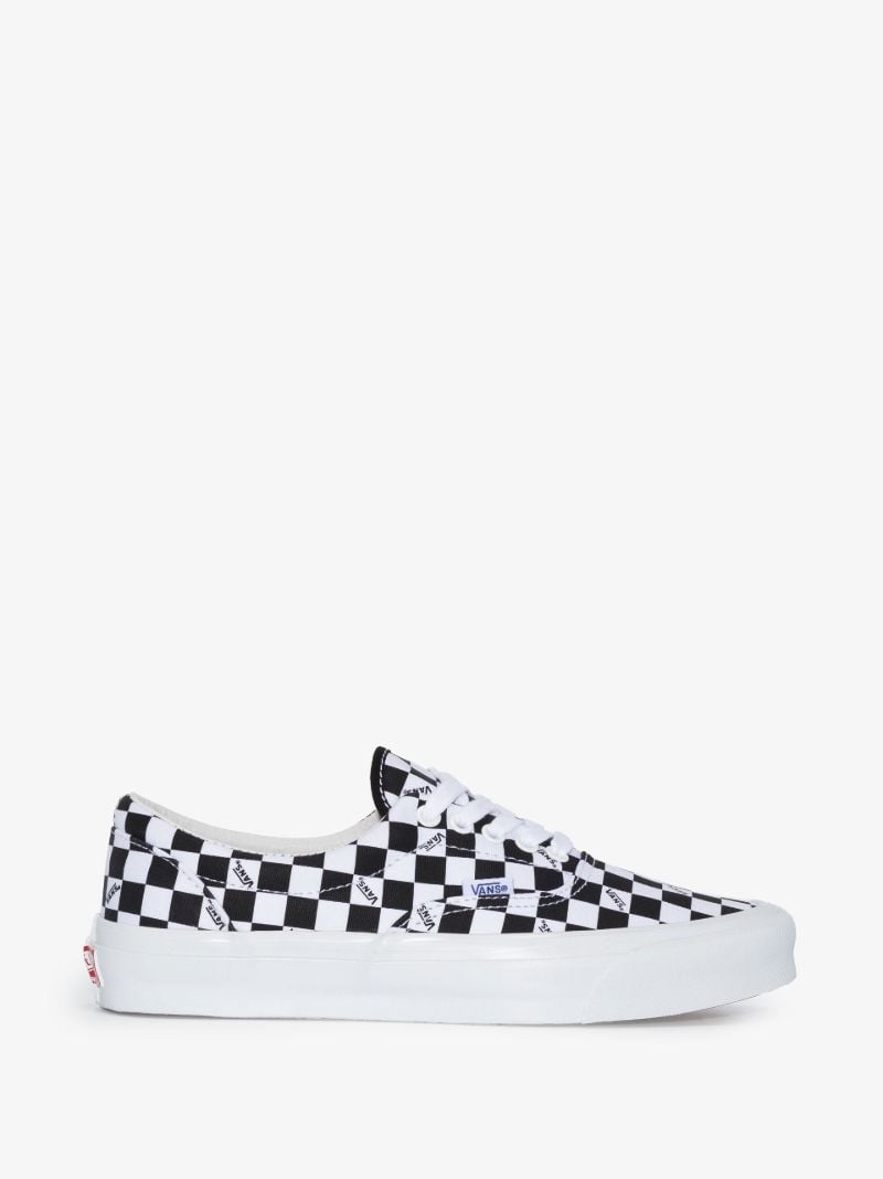 White Checkerboard Low-top Sneakers