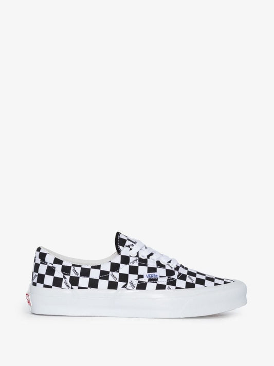 White Checkerboard Low-top Sneakers