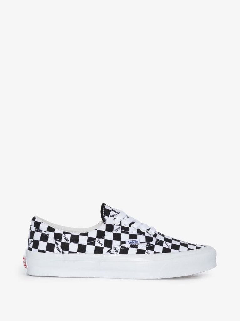 White Checkerboard Low-top Sneakers