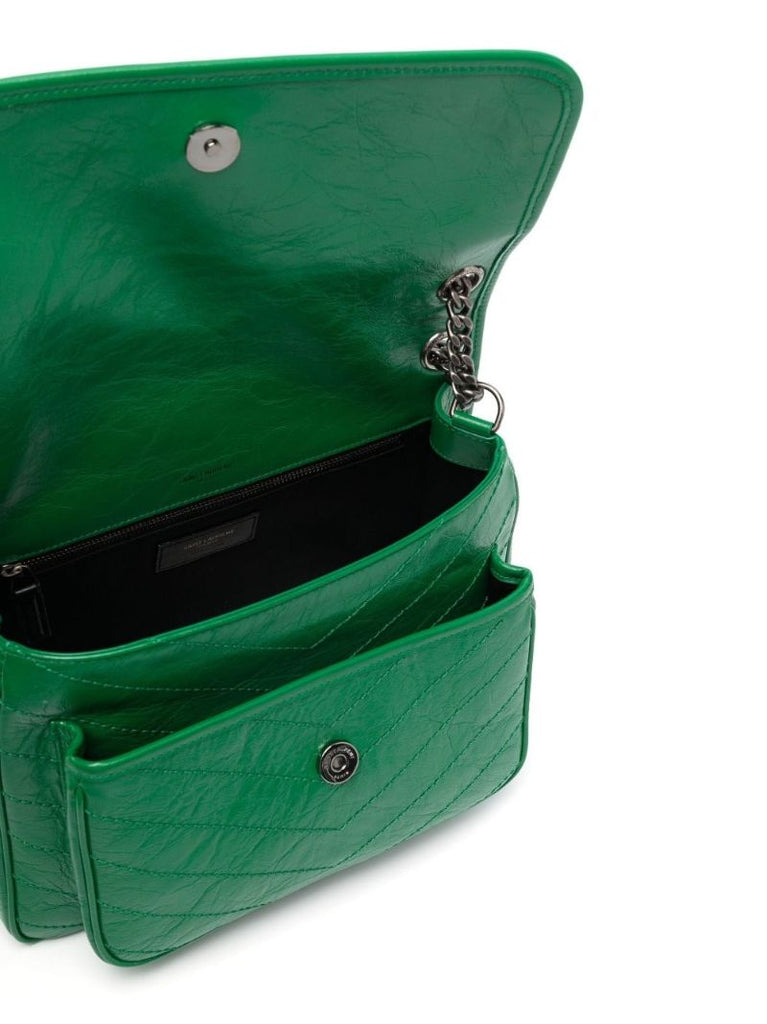Green Niki Medium Leather Shoulder Bag