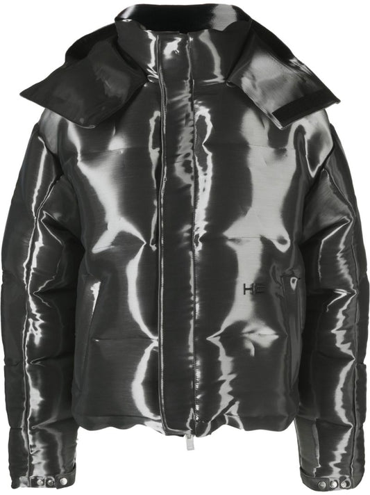 Grey Liquid Metal Down Jacket