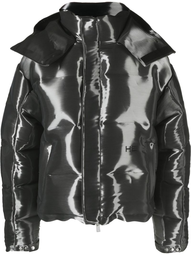 Grey Liquid Metal Down Jacket