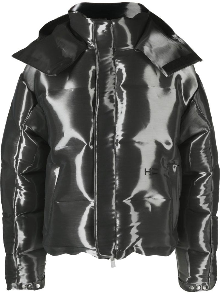 Grey Liquid Metal Down Jacket