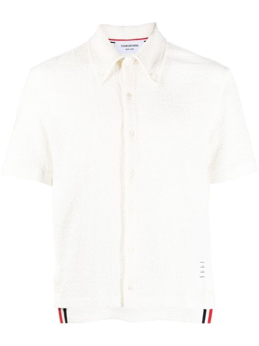 White Rwb Stripe Tweed Polo Shirt