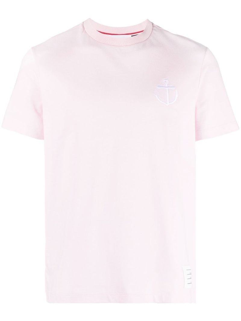 Pink Embroidered Anchor Cotton T-shirt