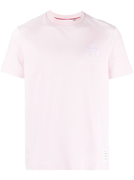 Pink Embroidered Anchor Cotton T-shirt