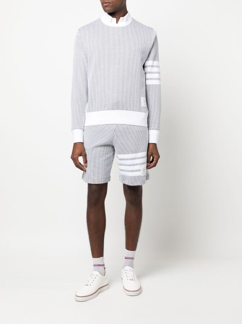 Grey 4-bar Stripe Seersucker Sweatshirt