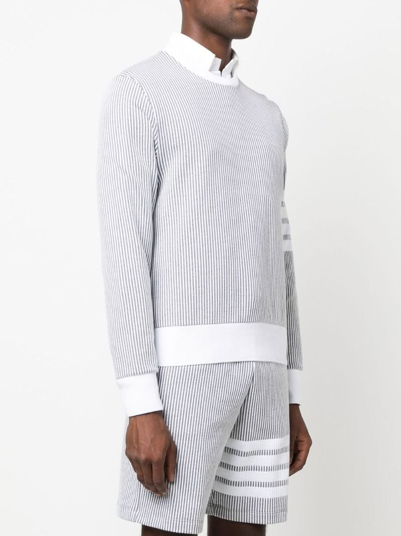 Grey 4-bar Stripe Seersucker Sweatshirt