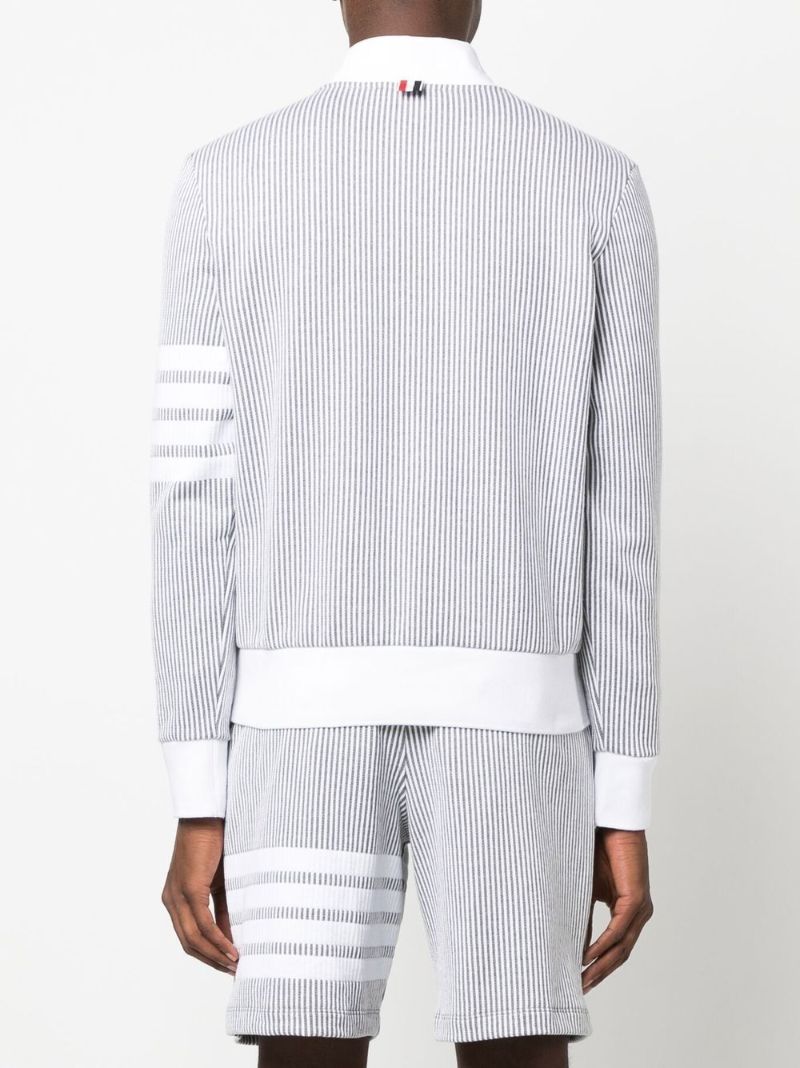 Grey 4-bar Stripe Seersucker Sweatshirt