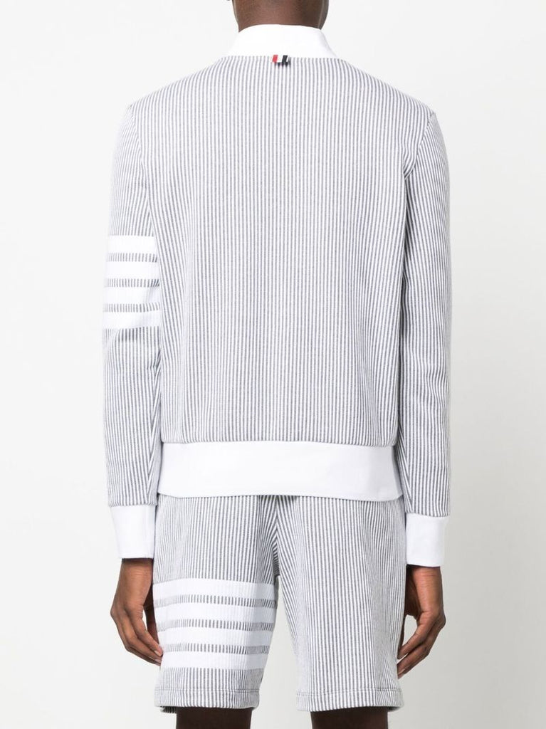 Grey 4-bar Stripe Seersucker Sweatshirt