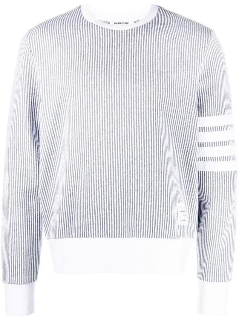 Grey 4-bar Stripe Seersucker Sweatshirt
