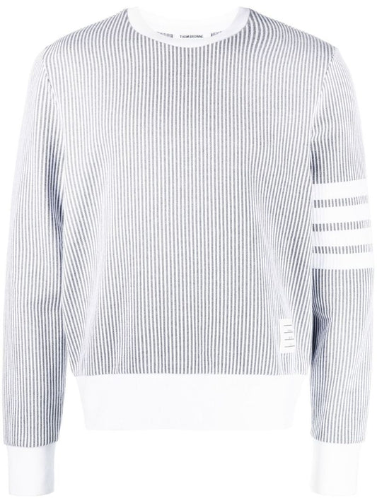 Grey 4-bar Stripe Seersucker Sweatshirt