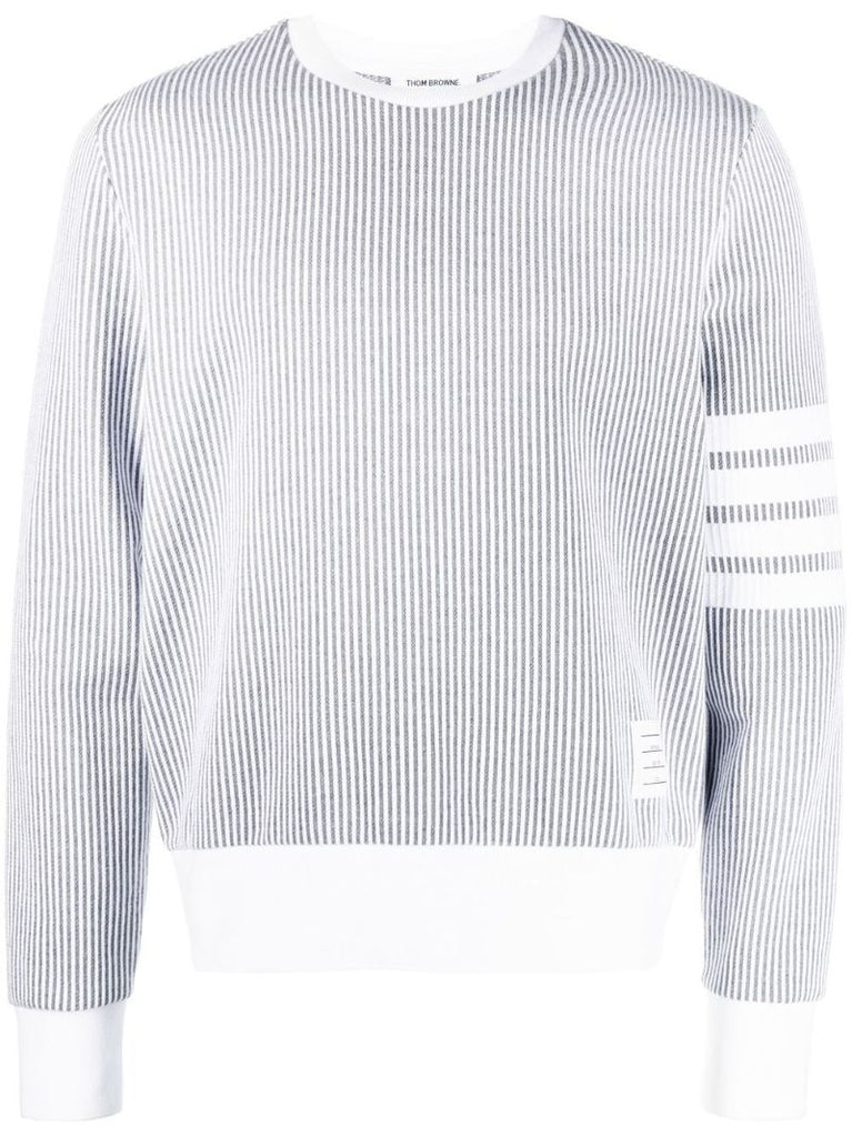 Grey 4-bar Stripe Seersucker Sweatshirt