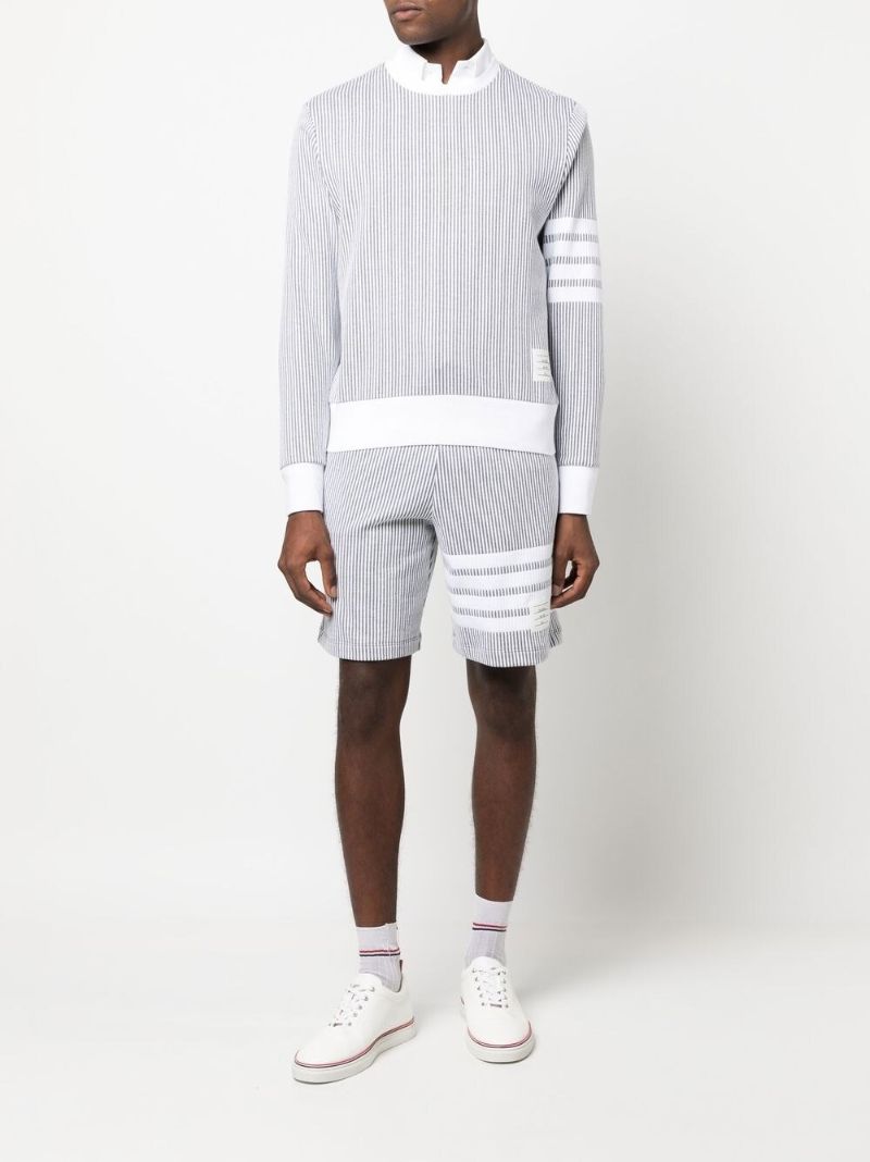 Grey 4-bar Stripe Seersucker Shorts