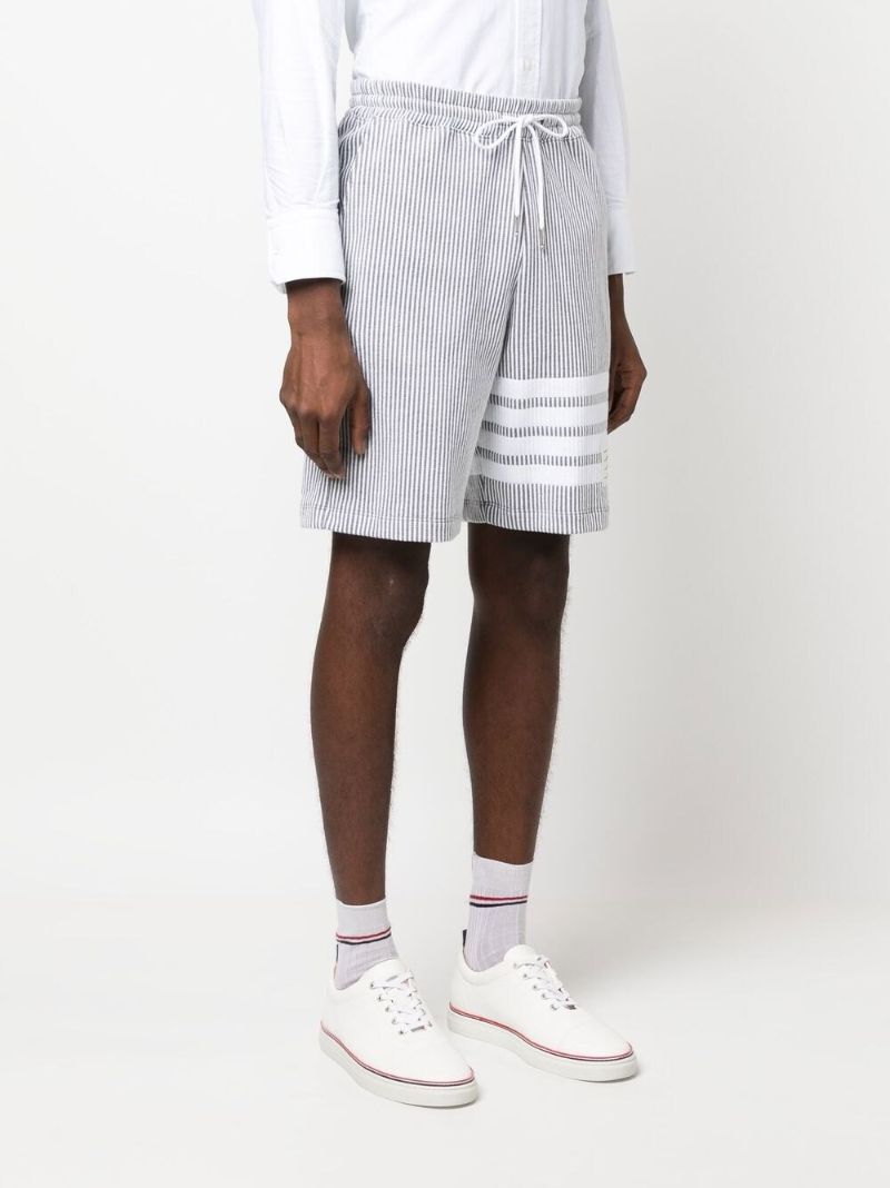 Grey 4-bar Stripe Seersucker Shorts
