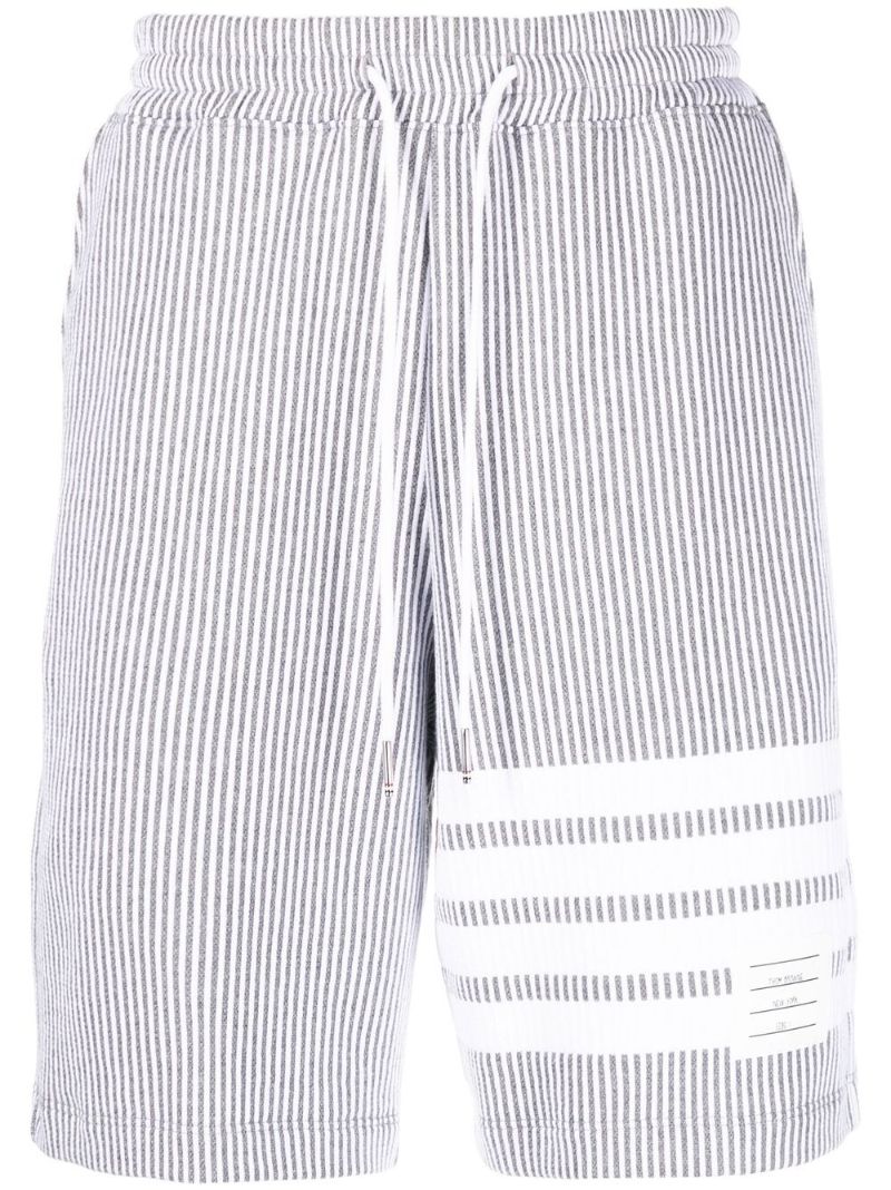 Grey 4-bar Stripe Seersucker Shorts