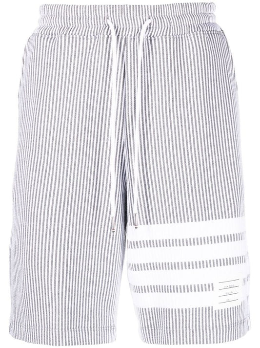 Grey 4-bar Stripe Seersucker Shorts