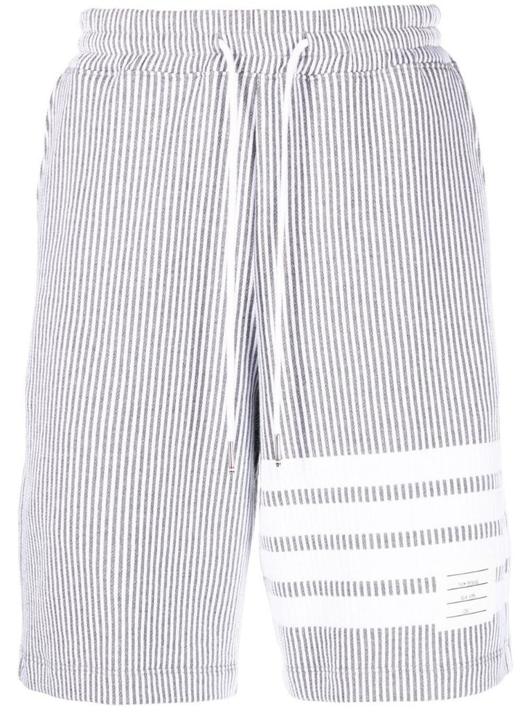 Grey 4-bar Stripe Seersucker Shorts