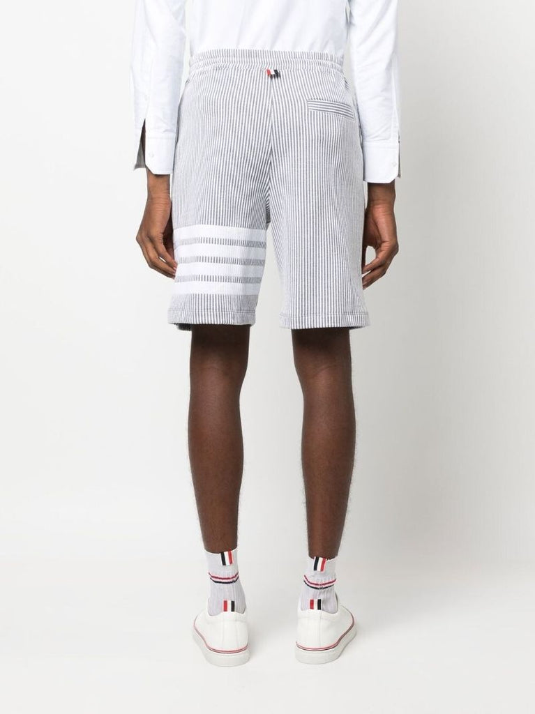 Grey 4-bar Stripe Seersucker Shorts
