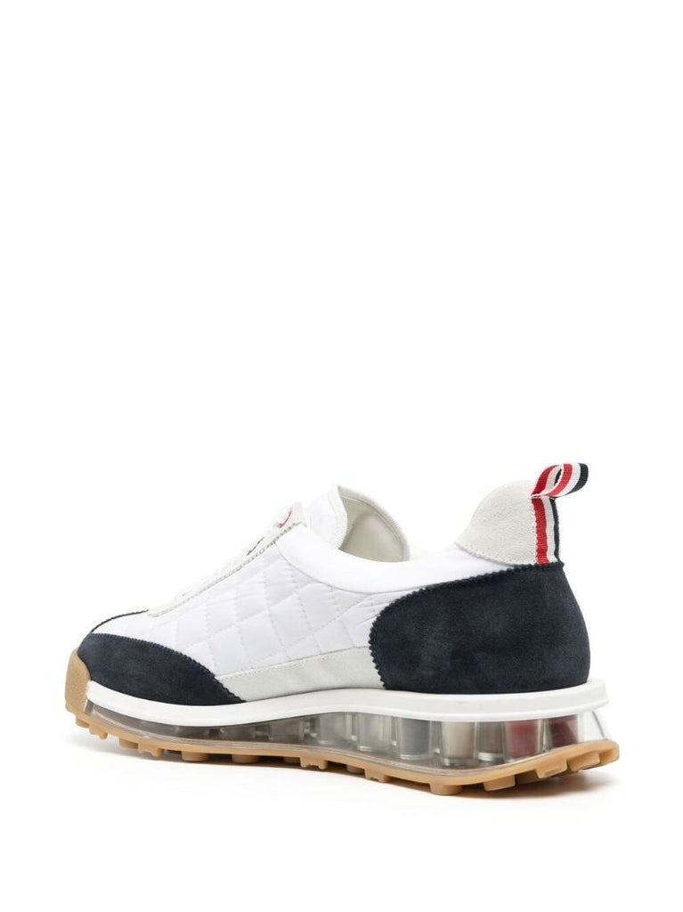 White and Blue Tech Runner Sneakers