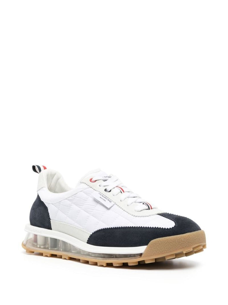 White and Blue Tech Runner Sneakers
