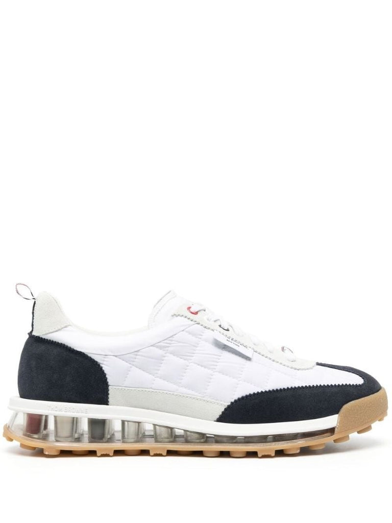 White and Blue Tech Runner Sneakers