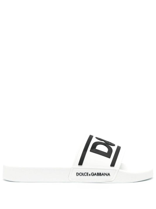 White Logo Embossed Slides