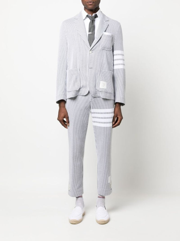 Grey 4-bar Stripe Seersucker Blazer