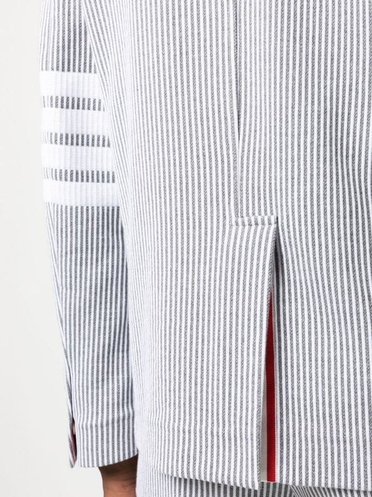 Grey 4-bar Stripe Seersucker Blazer